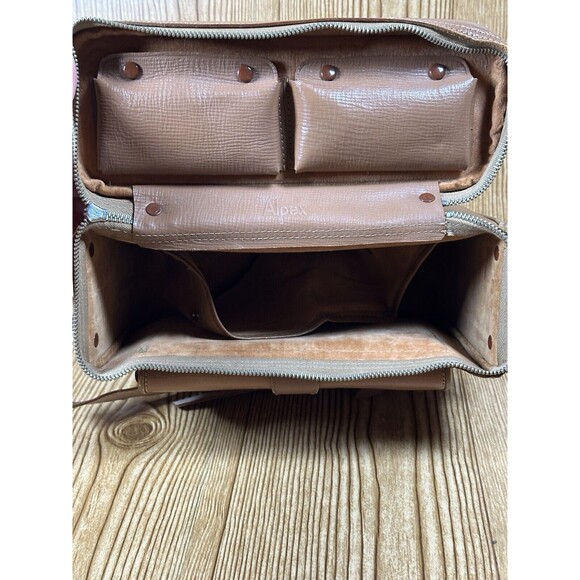 Vintage Alpex Camera Bag With Strap Brown Genuine Leather Made In Japan - Picture 12 of 16